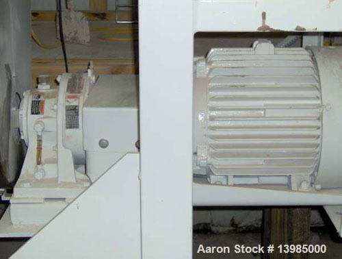 Used Aaron Process Equipment model IMB 35 double ribbon blender, 35 cubic feet. Trough constructed of stainless steel material on all product contact areas. All external stiffeners, ribs and supports...
