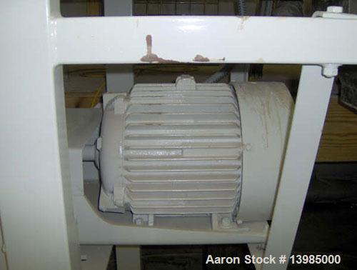 Used Aaron Process Equipment model IMB 35 double ribbon blender, 35 cubic feet. Trough constructed of stainless steel material on all product contact areas. All external stiffeners, ribs and supports...
