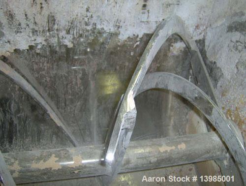 Used Aaron Process Equipment model IMB 35 double ribbon blender, 35 cubic feet. Trough constructed of stainless steel material on all product contact areas. All external stiffeners, ribs and supports...