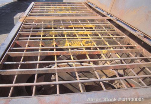 Used Aaron IMB 50, 50 Cubic Foot Working Capacity, T304 Stainless Steel Double Ribbon Blender.  Trough measures 78" long x 36" wide x 39" deep. .  4 1/2" diameter shaft.  Inner ribbon 2 1/2" wide x 5...