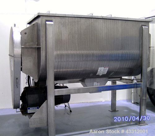 Used Aaron Process Equipment Ribbon Blender, Model IMB -75, Stainless Steel.Constructed of stainless steel material on all product contact areas. All external stiffeners, legs, ribs and supports are ...