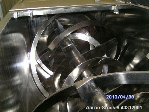 Used Aaron Process Equipment Ribbon Blender, Model IMB -75, Stainless Steel.Constructed of stainless steel material on all product contact areas. All external stiffeners, legs, ribs and supports are ...