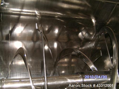 Used Aaron Process Equipment Ribbon Blender, Model IMB -75, Stainless Steel.Constructed of stainless steel material on all product contact areas. All external stiffeners, legs, ribs and supports are ...