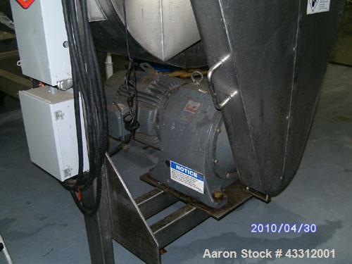 Used Aaron Process Equipment Ribbon Blender, Model IMB -75, Stainless Steel.Constructed of stainless steel material on all product contact areas. All external stiffeners, legs, ribs and supports are ...