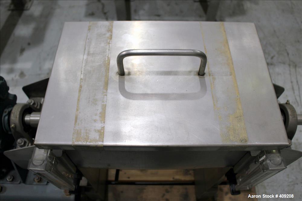 Unused- Aaron Process 1 Cubic Foot Ribbon Blender. Type 304 Stainless Steel. All external stiffeners, legs, ribs and support...