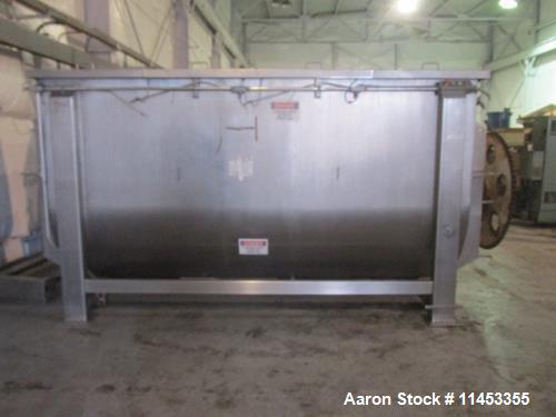 Used- 400 Cubic Foot Aaron Process Ribbon Blender, Model IMB400. Sanitary stainless steel construction, approximately 74" wi...