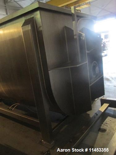 Used- 400 Cubic Foot Aaron Process Ribbon Blender, Model IMB400. Sanitary stainless steel construction, approximately 74" wi...