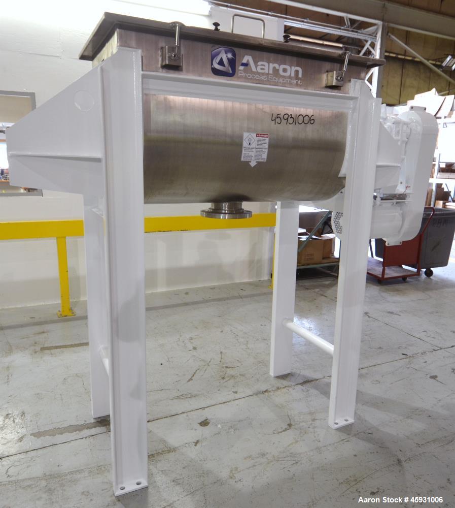 Unused- Aaron Process Double Spiral Ribbon Blender, Model NR-14, 304 Stainless Steel. Working capacity 14 cubic feet. Consisting of 24" wide x 48" long x 22" deep non-jacketed trough. Double ribbon d...