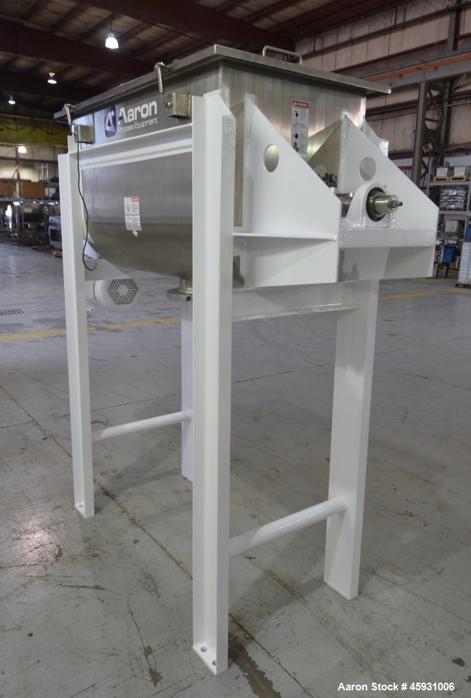 Unused- Aaron Process Double Spiral Ribbon Blender, Model NR-14, 304 Stainless Steel. Working capacity 14 cubic feet. Consisting of 24" wide x 48" long x 22" deep non-jacketed trough. Double ribbon d...