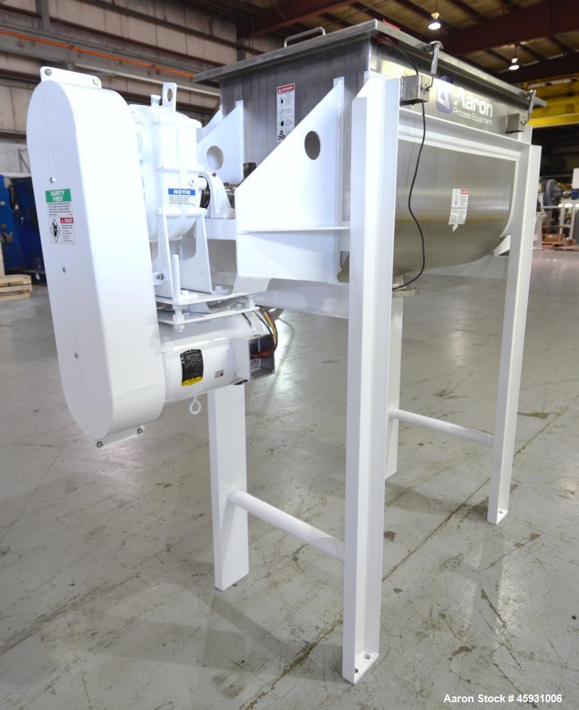 Unused- Aaron Process Double Spiral Ribbon Blender, Model NR-14, 304 Stainless Steel. Working capacity 14 cubic feet. Consisting of 24" wide x 48" long x 22" deep non-jacketed trough. Double ribbon d...
