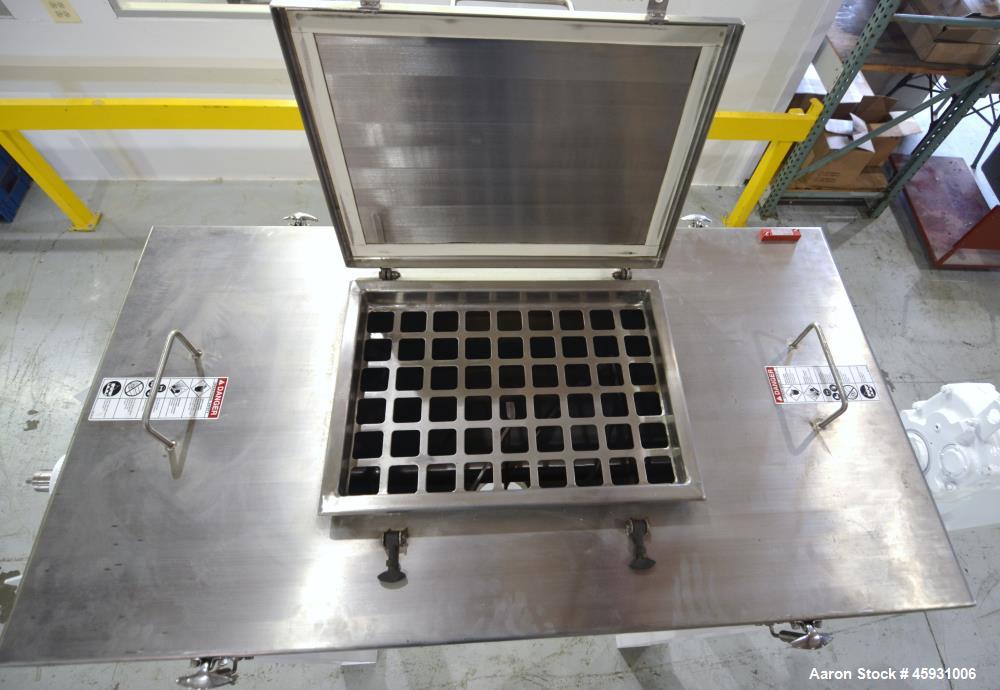 Unused- Aaron Process Double Spiral Ribbon Blender, Model NR-14, 304 Stainless Steel. Working capacity 14 cubic feet. Consisting of 24" wide x 48" long x 22" deep non-jacketed trough. Double ribbon d...