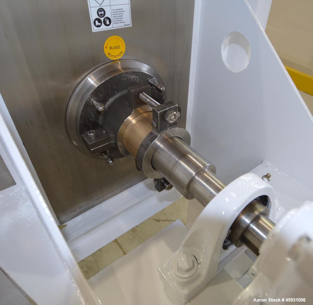 Unused- Aaron Process Double Spiral Ribbon Blender, Model NR-14, 304 Stainless Steel. Working capacity 14 cubic feet. Consisting of 24" wide x 48" long x 22" deep non-jacketed trough. Double ribbon d...