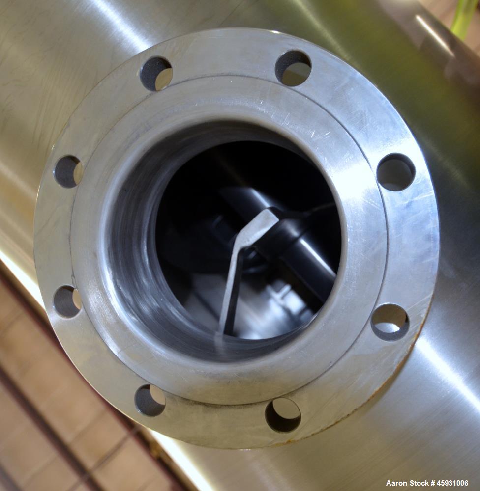 Unused- Aaron Process Double Spiral Ribbon Blender, Model NR-14, 304 Stainless Steel. Working capacity 14 cubic feet. Consisting of 24" wide x 48" long x 22" deep non-jacketed trough. Double ribbon d...