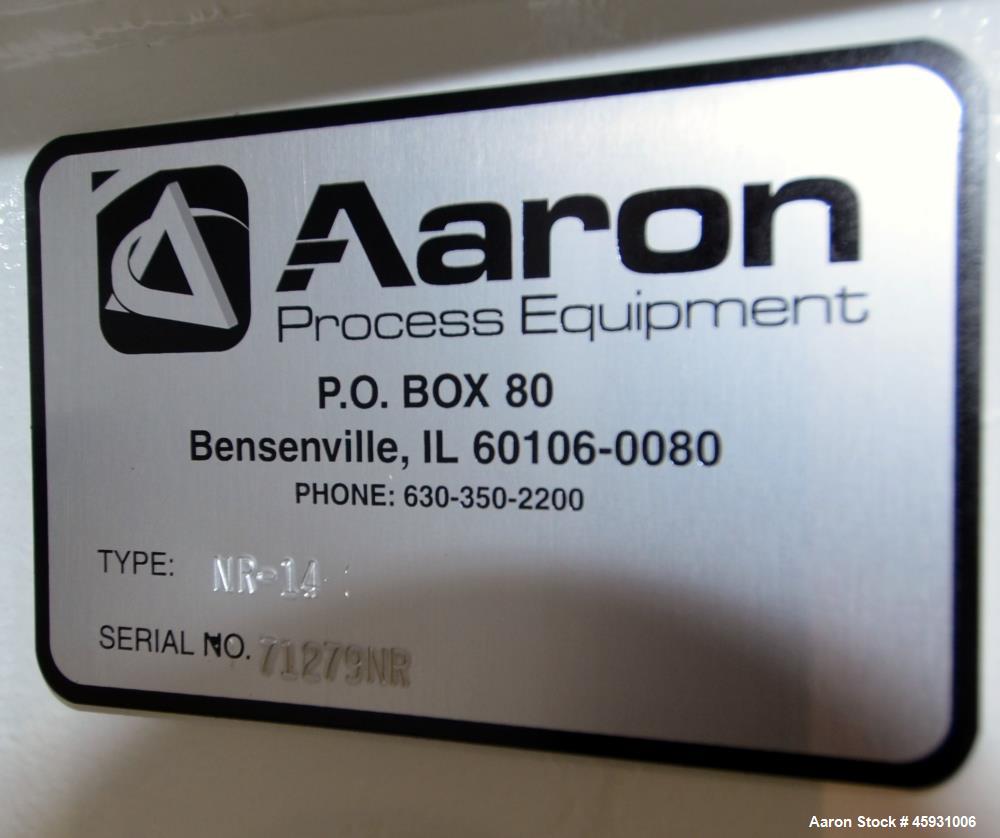Unused- Aaron Process Double Spiral Ribbon Blender, Model NR-14, 304 Stainless Steel. Working capacity 14 cubic feet. Consisting of 24" wide x 48" long x 22" deep non-jacketed trough. Double ribbon d...