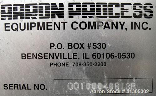 Used Aaron Process Double Spiral Ribbon Blender, 100 cubic feet working capacity (116 total), Model NR100, 304 Stainless Steel. Dimple jacketed trough 48" wide x 96" long x approx 54" deep. 8" diamet...