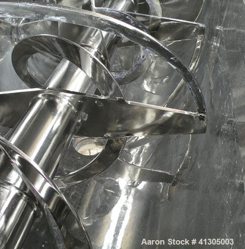 Used- Aaron Process Double Spiral Ribbon Blender, 100 cubic feet working capacity (116 total), model NR100, 304 stainless st...