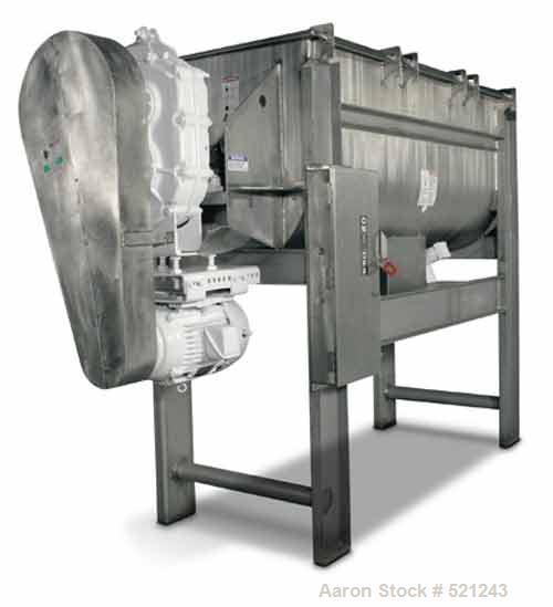 Unused-NEW 24 cu ft double ribbon blender, model NR24. Working capacity 24 cu ft, full capacity 28 cu ft. Trough constructed of T304 stainless steel material on all product contact areas. All externa...