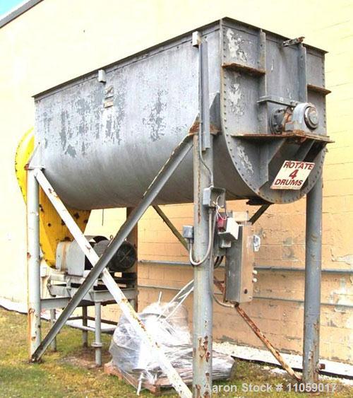 Used-Aaron 200 Cubic Foot Stainless Steel Ribbon Blender.Trough is approximately 53" wide x 146" long x 64" deep, 40 hp moto...