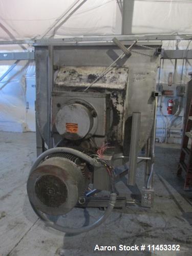 Used 200 Cubic Foot Aaron Process Ribbon Blender. Sanitary stainless steel construction, approximately 60" wide x 120" long trough, double ribbon, outboard roller bearings, chain and sprocket driven ...