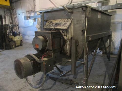 Used 200 Cubic Foot Aaron Process Ribbon Blender. Sanitary stainless steel construction, approximately 60" wide x 120" long trough, double ribbon, outboard roller bearings, chain and sprocket driven ...