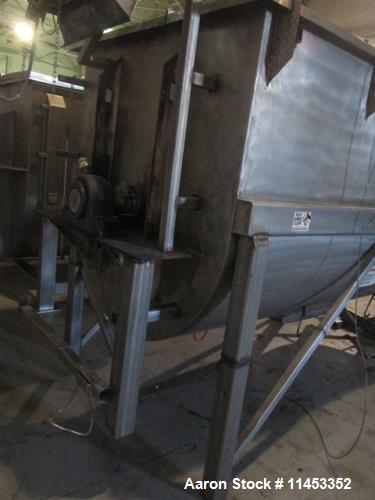 Used- 200 Cubic Foot Aaron Process Ribbon Blender. Sanitary stainless steel construction, approximately 60" wide x 120" long...