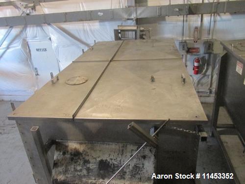 Used 200 Cubic Foot Aaron Process Ribbon Blender. Sanitary stainless steel construction, approximately 60" wide x 120" long trough, double ribbon, outboard roller bearings, chain and sprocket driven ...