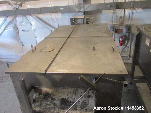 Used- 200 Cubic Foot Aaron Process Ribbon Blender. Sanitary stainless steel construction, approximately 60" wide x 120" long...