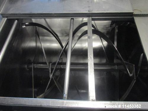 Used- 200 Cubic Foot Aaron Process Ribbon Blender. Sanitary stainless steel construction, approximately 60" wide x 120" long...