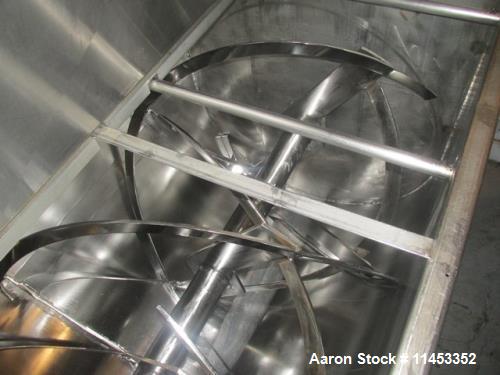 Used 200 Cubic Foot Aaron Process Ribbon Blender. Sanitary stainless steel construction, approximately 60" wide x 120" long trough, double ribbon, outboard roller bearings, chain and sprocket driven ...