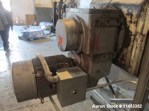 Used 200 Cubic Foot Aaron Process Ribbon Blender. Sanitary stainless steel construction, approximately 60" wide x 120" long trough, double ribbon, outboard roller bearings, chain and sprocket driven ...