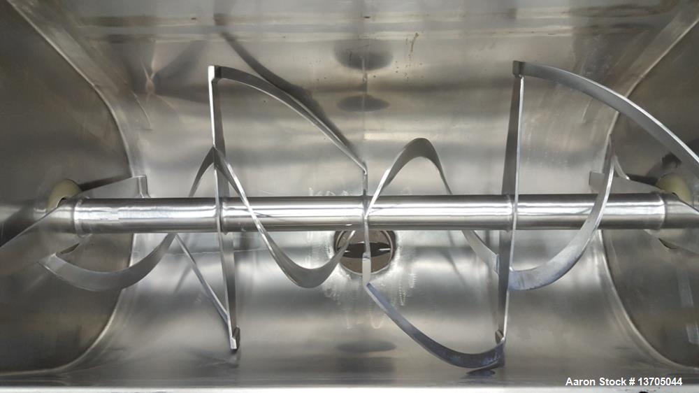 Used- Aaron Double Ribbon Blender. Stainless steel, 14 cubic foot working capacity. Double ribbon blender, stainless steel c...