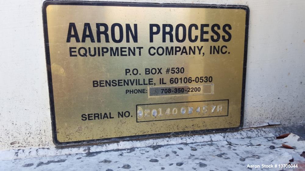 Used Aaron Double Ribbon Blender. Stainless steel, 14 cubic foot working capacity. Double ribbon blender, stainless steel construction. 24" wide x 48" long, 6" diameter center bottom discharge with v...