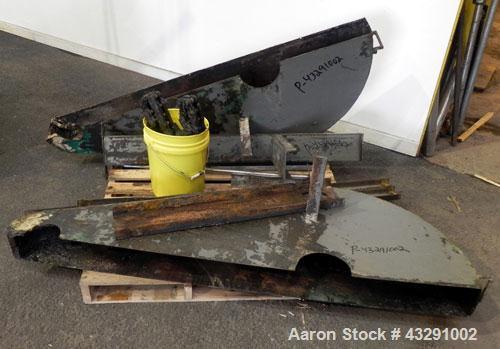 Used Aaron Process Equipment Ribbon Blender, 80 Cubic Feet, 304 Stainless Steel. Trough 40" wide x 96" long x approximate 48" deep, dimple jacketed on bottom only, rated 50 psi. 5" Diameter shaft, in...
