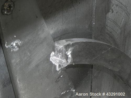 Used Aaron Process Equipment Ribbon Blender, 80 Cubic Feet, 304 Stainless Steel. Trough 40" wide x 96" long x approximate 48" deep, dimple jacketed on bottom only, rated 50 psi. 5" Diameter shaft, in...