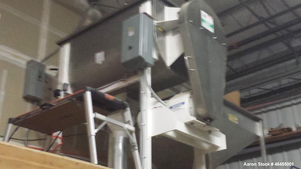 Used Aaron Process Equipment Model IMB-35. 35 Cubic Foot Ribbon Blender. Trough constructed of stainless steel material on all product contact areas. All external stiffeners, legs, ribs and supports ...