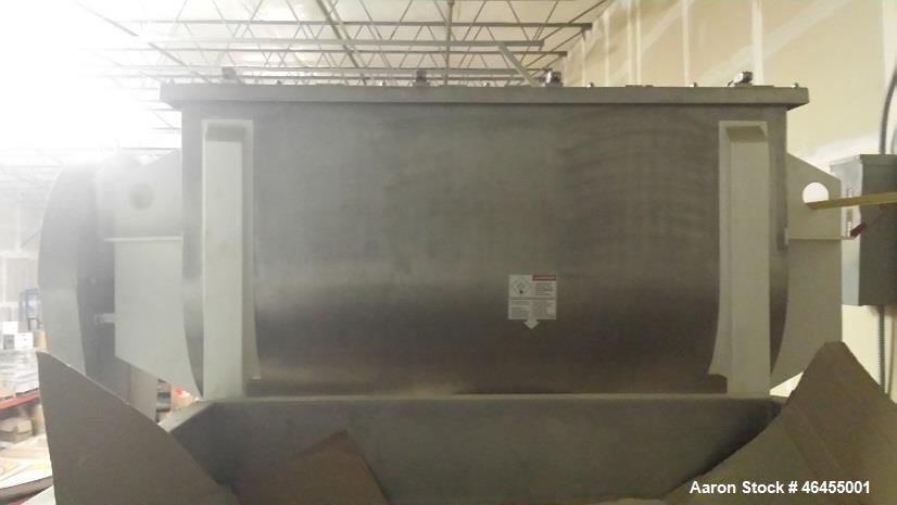 Used Aaron Process Equipment Model IMB-35. 35 Cubic Foot Ribbon Blender. Trough constructed of stainless steel material on all product contact areas. All external stiffeners, legs, ribs and supports ...