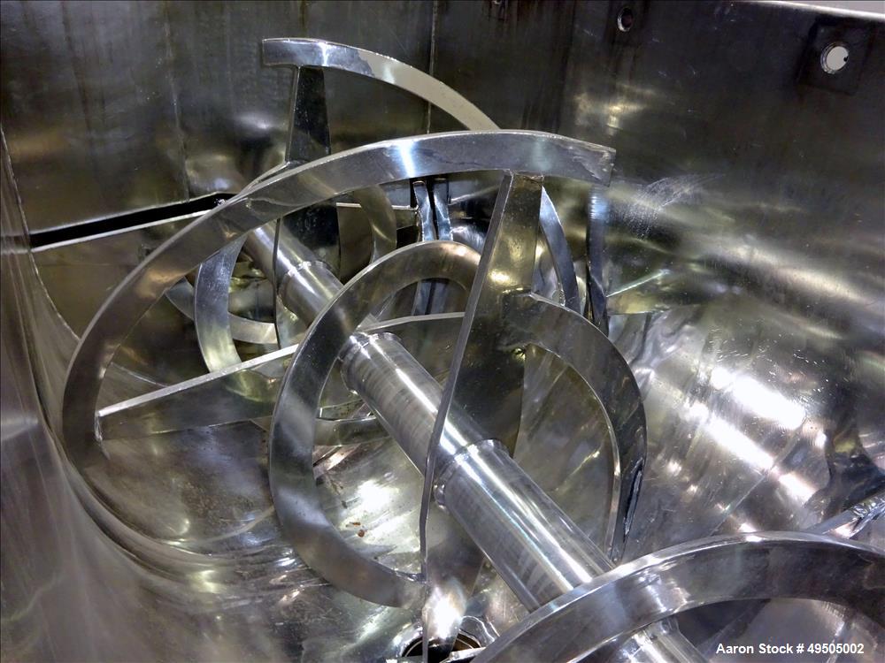 Used Aaron Process Double Spiral Ribbon Blender, 304 Stainless Steel,