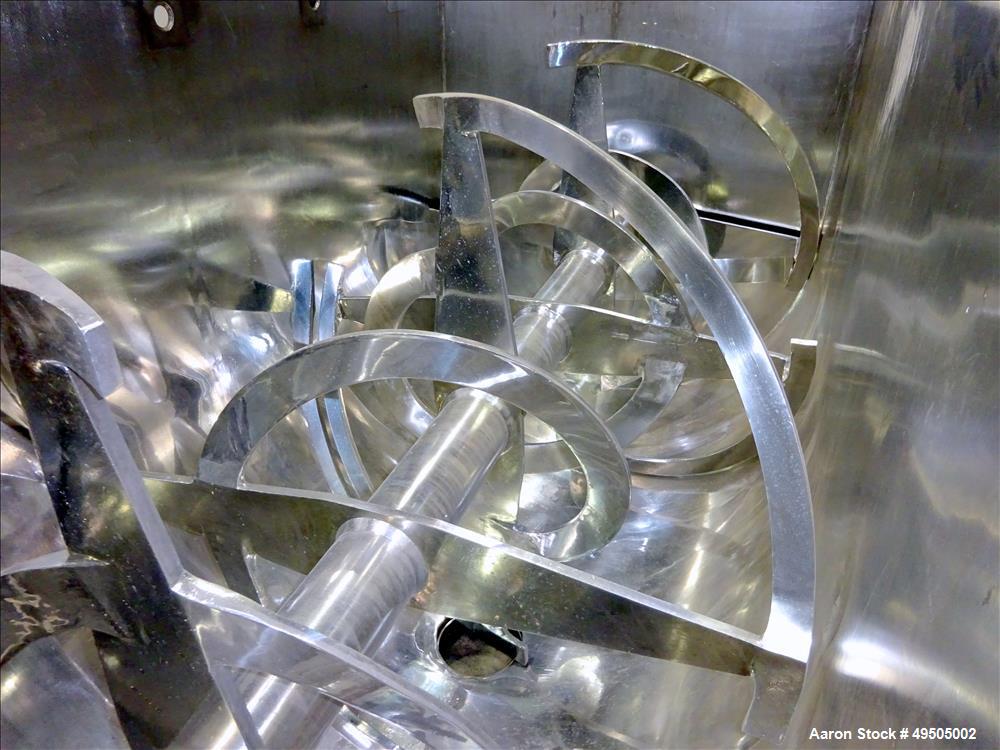 Used Aaron Process Double Spiral Ribbon Blender, 304 Stainless Steel,