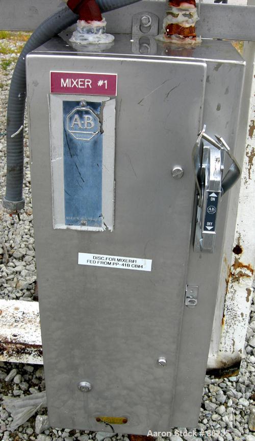 USED: Aaron double spiral ribbon blender, 36 cubic feet working capacity, 304 stainless steel. Non-jacketed trough 30" wide x 77" long x approximately 33" deep. 2-3/4" diameter shaft, inner ribbon 1-...
