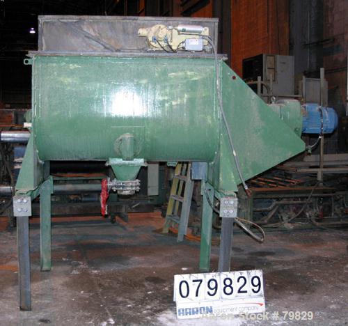 USED:Adelphi Machine ribbon blender, 40 cubic foot working capacity, stainless steel. Non-jacketed trough 34" wide x 66" long x approximately 38" deep. 3-1/2" diameter shaft, 8 ribbon sections 2-1/2"...