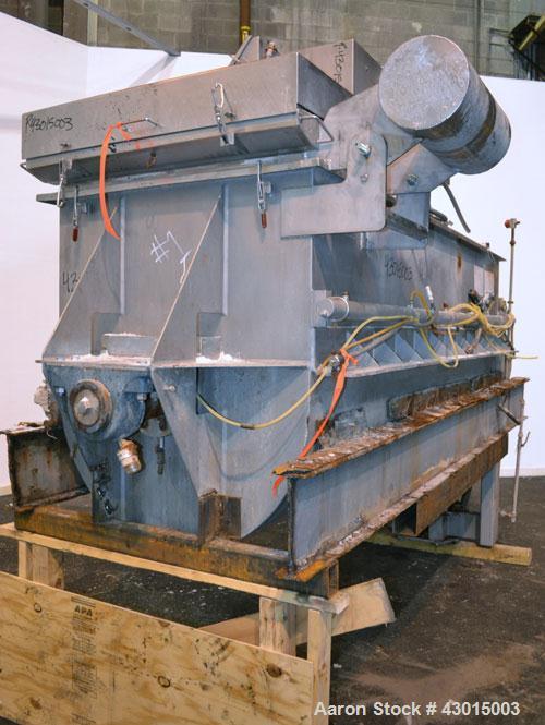 Used American Process Heavy Duty Double Spiral Ribbon Blender, Model DRB-120, 120 cubic feet working capacity, 304 stainless steel. Non-jacketed trough 44" wide x 120" long x approximately 50" deep. ...