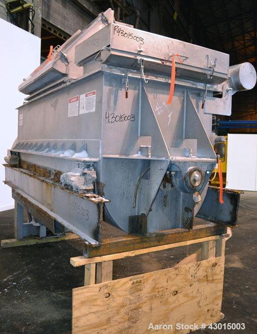 Used American Process Heavy Duty Double Spiral Ribbon Blender, Model DRB-120, 120 cubic feet working capacity, 304 stainless steel. Non-jacketed trough 44" wide x 120" long x approximately 50" deep. ...
