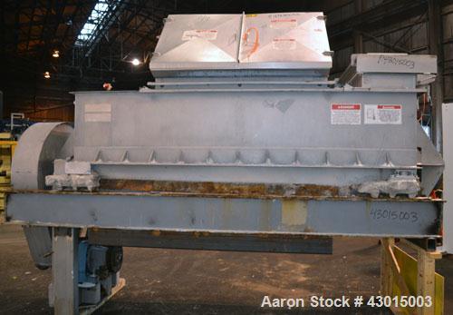 Used American Process Heavy Duty Double Spiral Ribbon Blender, Model DRB-120, 120 cubic feet working capacity, 304 stainless steel. Non-jacketed trough 44" wide x 120" long x approximately 50" deep. ...