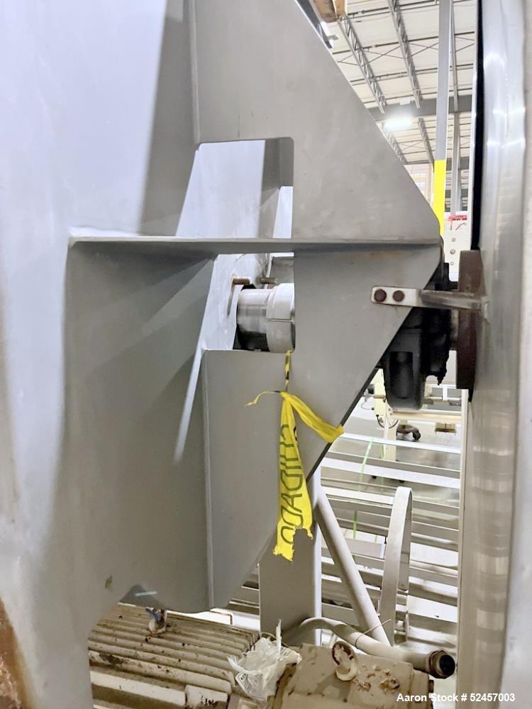 Used American Process Heavy Duty Double Spiral Ribbon Blender, Model DRB-120, 120 Cubic Feet Working Capacity, Stainless Steel. Non-jacketed trough 44" wide x 120" long x approximately 52" deep. Shaf...