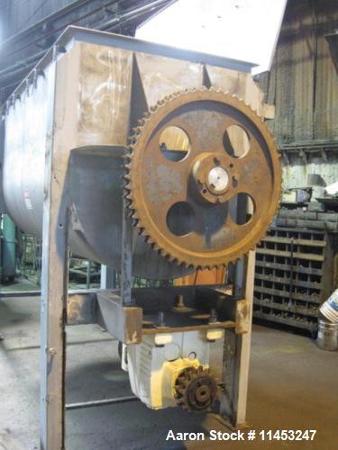 Used American Process Double Spiral Ribbon Blender. Model DRB-155. Approximate 155 Cubic Foot Working Capacity, Stainless Steel. Non-jacketed trough measures 120" long x 50" wide x 59" deep. 10" cent...