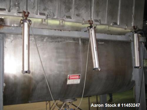 Used American Process Double Spiral Ribbon Blender. Model DRB-155. Approximate 155 Cubic Foot Working Capacity, Stainless Steel. Non-jacketed trough measures 120" long x 50" wide x 59" deep. 10" cent...