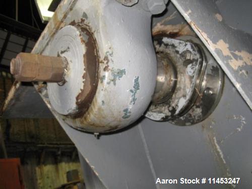 Used American Process Double Spiral Ribbon Blender. Model DRB-155. Approximate 155 Cubic Foot Working Capacity, Stainless Steel. Non-jacketed trough measures 120" long x 50" wide x 59" deep. 10" cent...