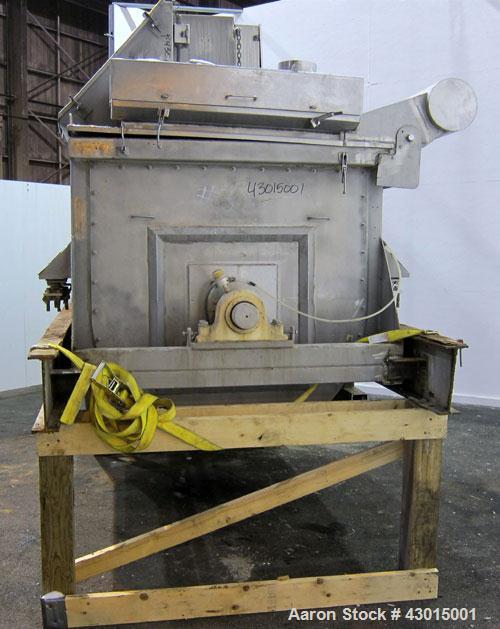 Used American Process Heavy Duty Double Spiral Ribbon Blender, Model DRB-155, 155 cubic feet working capacity, 304 stainless steel. Non-jacketed trough 50" wide x 120" long x approximately 58" deep. ...