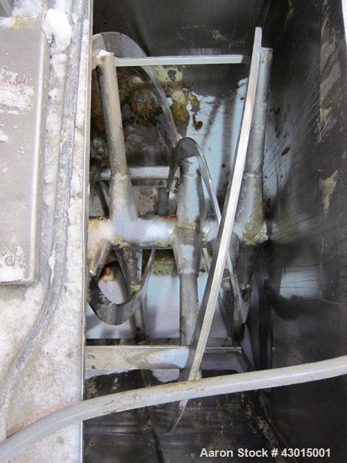 Used American Process Heavy Duty Double Spiral Ribbon Blender, Model DRB-155, 155 cubic feet working capacity, 304 stainless steel. Non-jacketed trough 50" wide x 120" long x approximately 58" deep. ...
