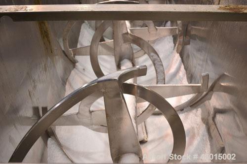 Used American Process Heavy Duty Double Spiral Ribbon Blender, Model DRB-155, 150 cubic feet working capacity, 304 stainless steel. Non-jacketed trough 50" wide x 120" long x approximately 58" deep. ...